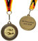 Pokal-Fabrik - Schwimm-Medaillen 10er Set Metall mit Wunschtext - Schwimmermedaille golden zum Umhängen für Siegerehrungen - Medaillen Kinder mit Deutschlandband & Emblem für Vereine & Turniere