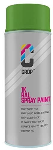 CROP Peinture en bombe RAL 6018 jaune-vert - Couverture élevée, Séchage rapide, 100% inaltérable - Auto, Moto & Bricolage - Brillance soyeuse - 400ml
