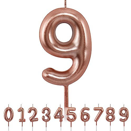 Geburtstagskerzen (Roségold, 9)” Geburtstagskerzen 9 zahlen geburtstagskerzen Tortendeko, 3D Diamant Form Kuchen Kerzen Zahl 0 1 2 3 4 5 6 7 8 9 Glitzer Kuchen Topper Dekoration