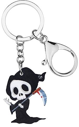 NEWEI Porte-Clés En Acrylique Halloween Horreur Crâne Zombie Porte-Clés Poupée Vaudou Bijoux Pour Femme Filles Porte-Monnaie Accessoires De Voiture (Faucheuse D'halloween)