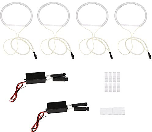 Glakyur CCFL LED-Angel Eyes Set, Halo-Ring, DRL, Blinker, CCFL, Scheinwerferlampe für E36, E46, E39, E38, Weiß, 4 Stück