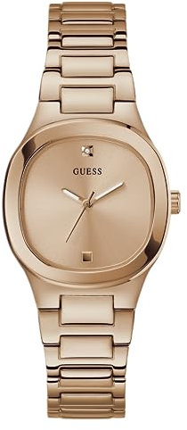 GUESS Orologio da donna da 32 mm, cinturino color oro, quadrante champagne, cassa color oro, Tonalità oro rosa/oro rosa/oro rosa, Classico
