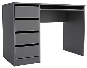 Brent - Schreibtisch mit Schubladen und Tastaturablage, Bürotisch Computertisch Klein Arbeitstisch Büro PC-Tisch Kinderschreibtisch mit Stauraum, Gregory B:110 H:77 T:55 cm Grau