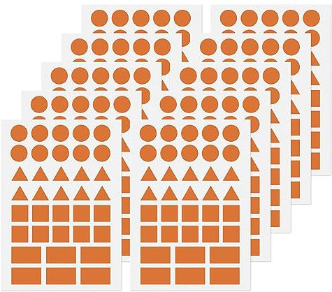 YIKIADA Orange Aufkleber Geometrische Formen Selbstklebende Klebepunkte Etiketten Dreieck, Kreis, Quadrat, Rechteck Umzugsaufkleber 360 Stück