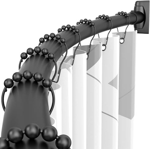 BATHDESIGN Barra curvada para cortina de ducha, ajustable de 43 a 72 pulgadas, barra redonda resistente al óxido, aluminio, barras de ducha curvadas para baño, barra de cortina de ducha arqueada,