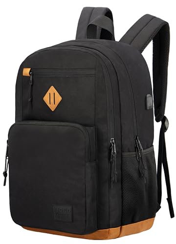 KEOFID Classic School Backpack for Boys and Girls Teenager, Travel Bag for Men and Women, Anti theft laptop Backpack with USB Charging Port for College(Black 19inches)