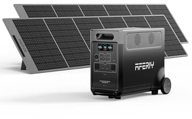 AFERIY Générateur Solaire 3600W avec 2x Panneau Solaire Portable 400W, Batterie LiFePO4 Portable 3840Wh, 220V-240V, Panneau Solaire Pliable 400W avec USB, IP65, pour Camping, Voyage, Pannes de Courant