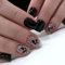 Angwis 24pcs Short Square False Nails Dark Butterfly Press on Nails Black Swirl Stick on Nails Acrylic False Nails Removable Glue-on Nails Full Cover Fake Nails Women Brides Nail Art Accessories