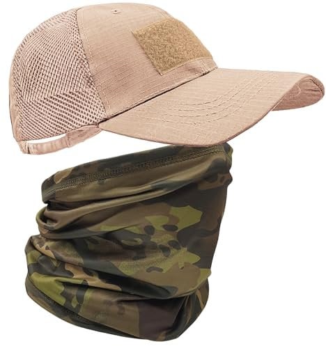 ehsbuy Camo Mesh Basecap Herren mit Kühlenden Schlauchschal Army Tactical Cap Gesichtsschal Militär Airsoft Sommer Trucker Cap Bandana Neck Gaiter Snoods für Jagd Laufen Sports & Outdoor