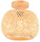 LIGKIN Plafonnier Rétro en Bambou Cage Tissage Lustre Style Bohème E27 Abat-jour en bambou Lampe de plafond Vintage Luminaire Plafonnier pour Chambre Restaurant Cuisine Café, Ø25cm