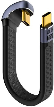 CY 240W Tipo-C USB-C Maschio a USB4 Maschio 40Gbps 100W 8K Piatto Sottile FPC Dati Fronte Indietro Cavo Angolato a Forma di U per il Telefono Mobile 13 cm