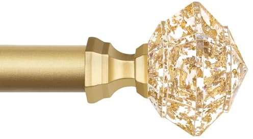 Gardinenstange Gold 80 bis 292 cm,HOTOZON 19mm Gardinenstange Ausziehbar mit Halterungen und Transluzentem Diamantfoemige Endstücke, Vorhangstange für Schlafzimmer, Wohnzimmer, Esszimmer, Küche, Büros