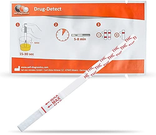 self-diagnostics Drogenschnelltest Cannabis (THC) - Marihuana - Haschisch - Cut-Off: 150 ng/ml - 5 Teststreifen - Drogennachweis - Tauchtest - Urintest - THC Test - 5 min Drogentest Urin