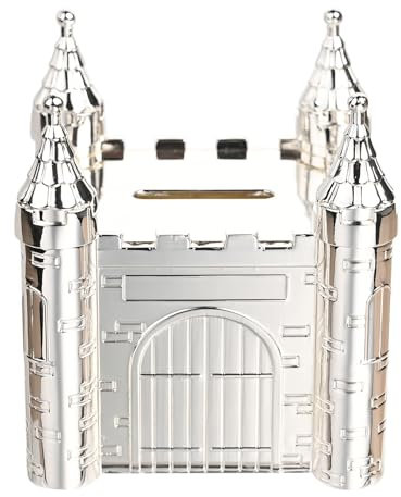 Personalised Silver Plated Fairytale Castle Money Box - Engraved Christening Baby Girl Nursery Gift