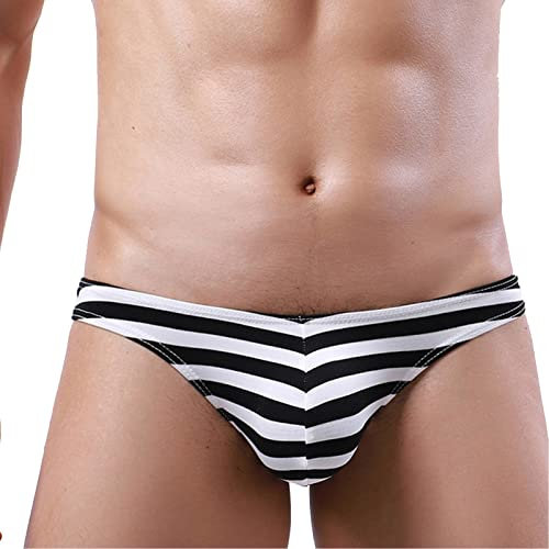 Herren niedrige Taille 1 Packung Unterhose Block Unterhose atmungsaktiv sexy elastische Komforthose Adventskalender (Black, L)