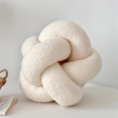 Ueiwffzo 3D Knotenkissen Zierkissen Weiches Flauschige Knoten Kissen Kuschelkissen Erwachsene, Stilvolle Dekokissen Sofakissen für Sofa Bett Deko (Beige)