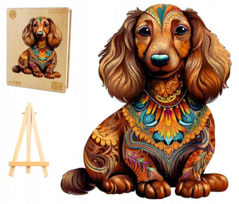 PASJO Holzpuzzle mit Hundemotiv 260 Teile 34x29,8 cm Geschenkidee für Kinder Einzigartige Tierförmige Holz-Puzzle Creative Jigsaw aus Holz für Erwachsene