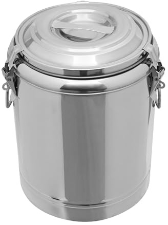 Susoso 14L Edelstahl Isolierbehälter, 26.5x40cm Rund Thermotransportbehälter Profi Gastro Speisentransportbehälter mit Deckel für heiße und kalte Getränke Silber