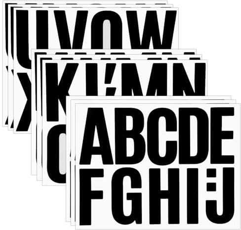 Molain 9 Blatt Buchstaben Aufkleber Groß, 102 Stück Buchstaben Sticker Klebebuchstaben Buchstaben zum Aufkleben 10cm Große Buchstaben Sticker für Briefkasten Postertafeln(Schwarz)