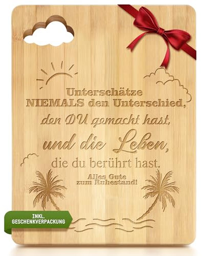 Rentner Geschenk Frau Mann Renteneintritt Geschenk Ruhestand Geschenk Bambus Schneidebrett Holz Geschenk zum Rente Kollege, Rentner Frauen Männer Küchenbrett Brotbrett Frühstücksbrettchen lustig