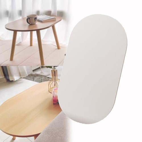 IMUNKT Couchtisch Holzplatte, Oval Tischplatte, DIY-Ersatztischplatte, Beistelltisch-Platte, Tischplatte Ersatzteil 12mm Dick, 50x80cm, Weiße Marmormuster(White,40x60cm)