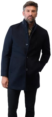 RICANO Mauro Herren Wollmantel – Eleganter Wollmantel mit abnehmbaren Textileinsatz, Stehkragen und Knopfleiste - Made in Turkey