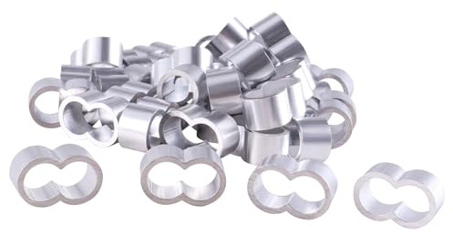 GIVIHGETI Lot de 40 manchons à sertir de 10 mm - Double manchons de serrage - Serre-câbles - Serre-câbles - Serre-câbles en aluminium de 10 mm - Pour corde d'expansion, corde de bâche, corde en