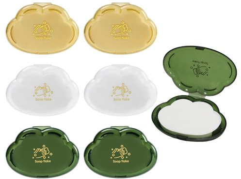 HDGSAFD Boîte De Flocons De Savon en Forme De Nuage, 6 Pièces Et 300 Flocons De Savon, Flocons De Savon Portables, Mini Flocons De Savon pour Les Mains, Flocons De Savon De Voyage
