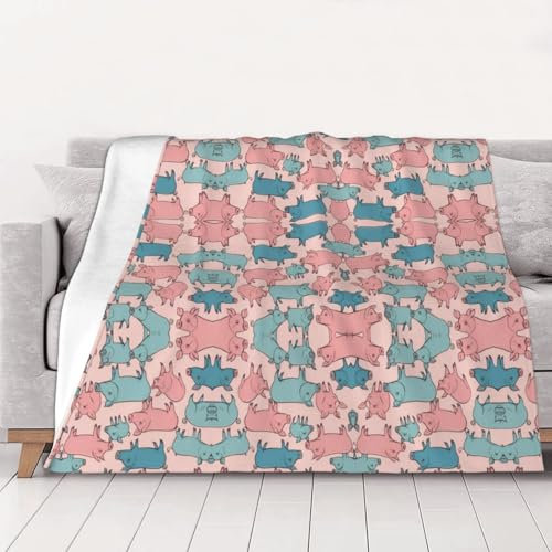 Coperta in pile di flanella con simpatici maiali, coperta morbida e soffice per divano, coperta invernale calda e confortevole