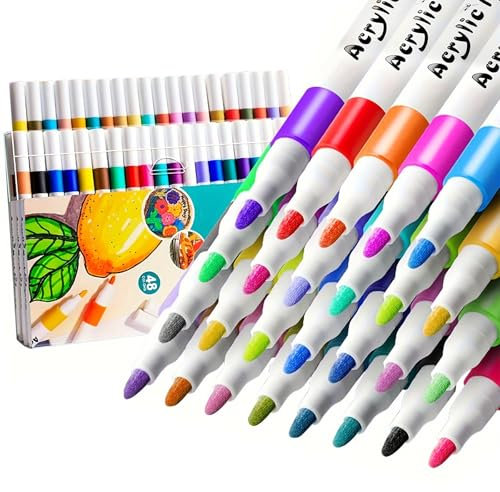 48 Colours Acrylic Paint Pens - Glass Painting Markers, Fabric Pens for Rock Drawing Painting Graffiti Pumpkins Scrapbook Gift Card Wood Stones Egg, Art Supplies for Adults Kids Gifts Christmas Easter