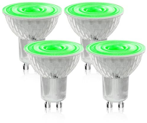 BrightArk GU10 Grüne LED Glühbirnen 5W, MR16 Grüne Farb-Spotlights 50W, MR16 GU10 Halogen-Ersatz 38 Grad Strahlwinkel für Wand-Washer-Lampe Landschaftsbeleuchtung, 4-Stück