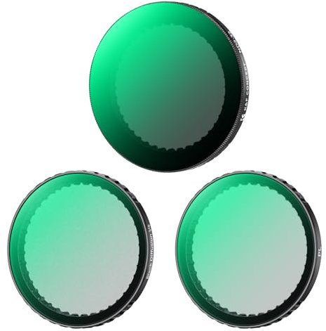 K&F Concept Push in Fit Black Promist 1/4 & ND & CPL Filter Set Kompatibel mit DJI Osmo Action 5 Pro, 3 Pack Polfilter, Black-Mist 1/4, ND2-32 Filter Set für Osmo Action 4/3