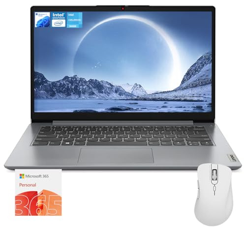 Lenovo IdeaPad 1 - Computer portatile quotidiano, display HD da 14, 8 GB di RAM, 384 GB di memoria (128 GB eMMC + 256 GB PCIe), Office 365 di 1 anno incluso, processore Intel Core, Win 11 Home