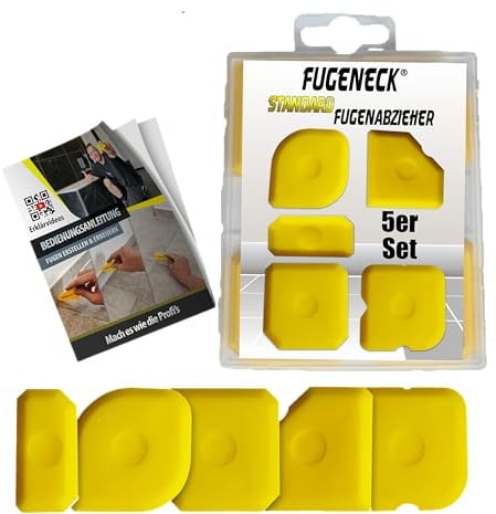 Fugenabzieher Set 5-teilig – Silikon Abzieher für alle Fugen (0-26 mm) | 5-teiliges Fugenabzieher-Set aus abriebfestem Hartgummi. Ideal für Profis & Anfänger. Inklusive Aufbewahrungsbox & Anleitung.