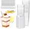 Kozdtiz Dessertgläser Plastik, 30 Stück Desserttassen Eckig, Dessertgläser mit Löffeln Deckel, Dessertbecher Plastik Wiederverwendbar für Dessert, Pudding, Kleinigkeiten, Party 150 ml transparent