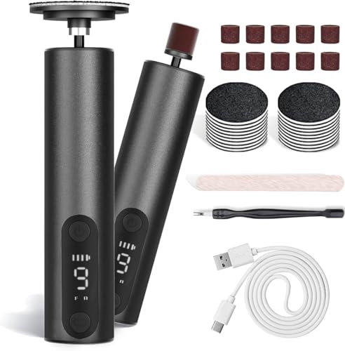 Jianyana Lima eléctrica 2 en 1 para pies, lima eléctrica de pies para piel dura y muerta seca, removedor de callos para el cuidado de los pies (pantalla digital negra)