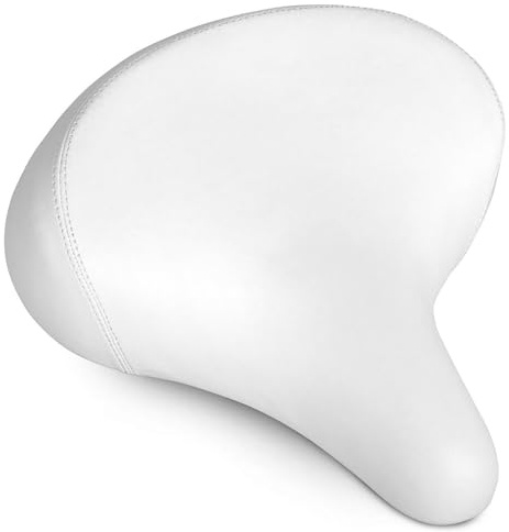 Memory Foam Wide Cruiser Sattel, federweicher Sattel, passend für Indoor- und Outdoor-Fahrräder, Citybike, Rennrad, MTB, weiß