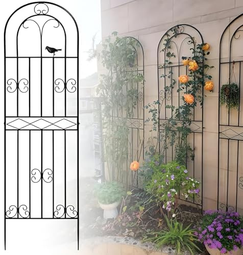 GUOGLZ Rankgitter Metall 90cm 115cm 160cm 180cm 200cm 220cm, Rostfrei Rankhilfe Garten， Spalier Rankzaun, Kletterpflanzen, Rosengitter(Black,50x310cm)