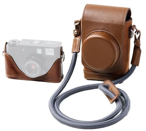 SMALLRIG X Half Ledertasche für FUJIFILM, Retro-Tragetasche mit Halbleder-Hülle, integriertem Kartenfach, tragbar und schützend mit gewebtem Schultergurt (Braun) – 5218