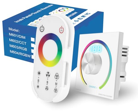 HNCY Interrupteur Variateur de Lumiere, LED Dimmer Switch DC 12V/24V, Variateur de Lumiere LED avec Contrôle par Télécommande et Rotatif, avec Affichage Numérique pour Lumières Dimmable (RGBW)