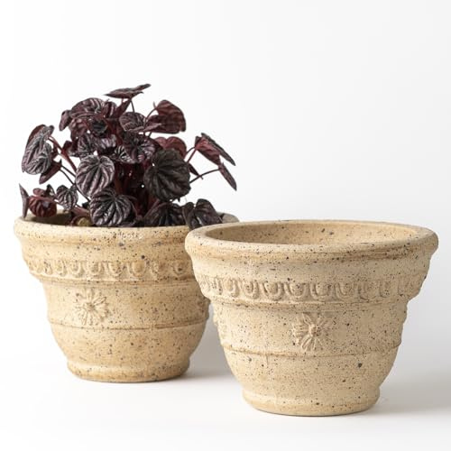 Nipots 2 Pack Terracotta Clay Plant Pots with Drainage, Breathable Water-Absorbing Planters for Healthy Roots, 7 Inch Deep Flower Pots for Indoor and Outdoor Gardening, Kiln Effect