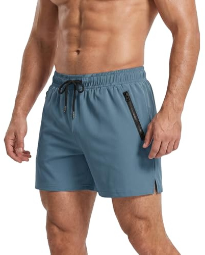Towintec Badshorts män badbräda kort med andningsbart nätfoder bagageutrymme herr dragsko badkläder kläder snabbtorkande dragkedja fickor bagageutrymme för sommarsemester strand sport gym löpning