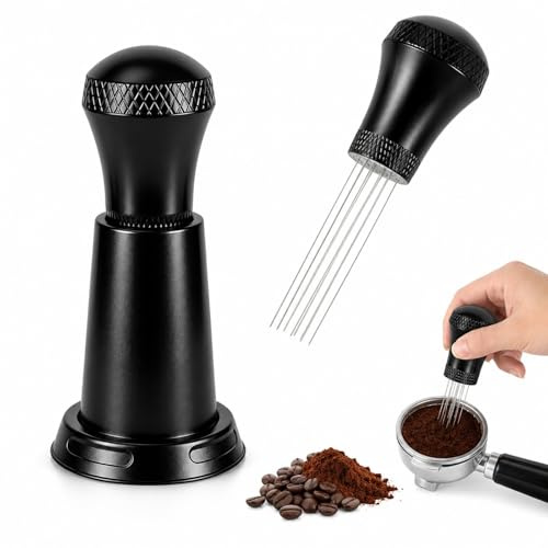 VBK WDT Tool Espresso 7 Needles 51-58mm Coffee Distribution Black | fits most espresso machines, break clumps for even coffee distribution, durable and long lasting,Reduces channelling