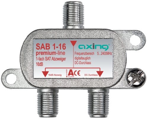 Axing SAB 1-16 1-Fach SAT-Abzweiger mit 16 dB Abzweigdämpfung (5-2400 MHz)