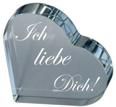 VIP-LASER Glasherz mit Text Ich Liebe Dich! (L=60x60x19mm)