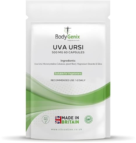 Bodygenix UVA Ursi Capsules - 500mg High Antioxidant Formula Immune System Joints Urinary Infections Digestive Health Support Natural Vegan Supplement - 60 Caps 2 Month Supply