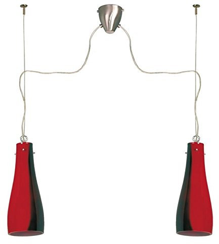 Lampenlux Pendellampe Benito Glasschirm schwarz und rot (Zweiflammig, Mit LED-Leuchtmittel)