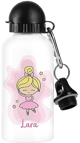 Striefchen® Trinkflasche für Mädchen Motiv: Ballerina mit Wunschnamen 500 ml BPA frei Aluminium