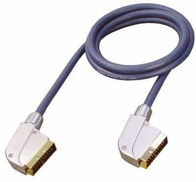MaxTrack VBVC 3-1,5L Hochwertiges 21-poliges Scartkabel, Retro Spielekonsole, Playstation 1, PS1, VHS Videorecorder, Vergoldete Kontakte, Vollmetallstecker, Dunkelblau, 1,5m