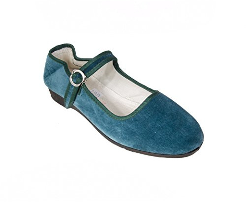 Sonnenscheinschuhe® China Samtschuhe Gr. 36-42 Petrol Grün Neu Chinaschuhe Ballerinas Trachtenschuhe